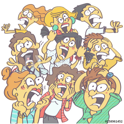 Colorful, Funny Vector Carton With Group Of People Panicking 500x500 Colorful, Funny Vector Carton With Group Of People Panicking