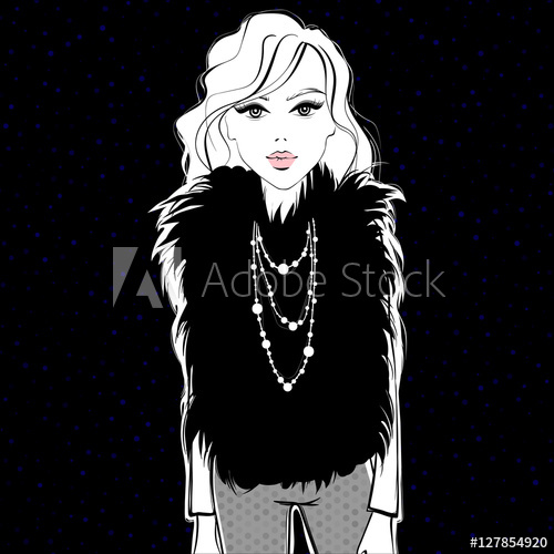 500x500 Vector Girl Fashion Illustration Sketch Style, Young Woman