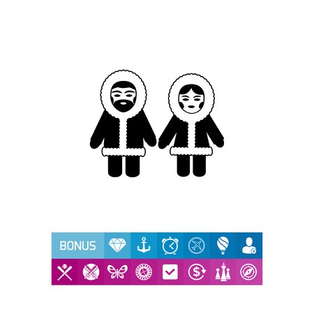 450x450 Vector Icon Of Eskimo Man And Woman Wearing Fur Coat With Hood