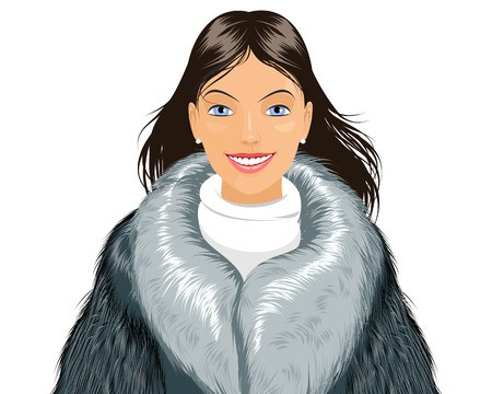 450x360 Vector Illustration Of A Attractive Girl In Fur Coat Royalty Free