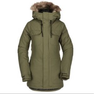 300x300 Volcom Jackets Coats Scout Vector Army Green Faux Fur Jacket