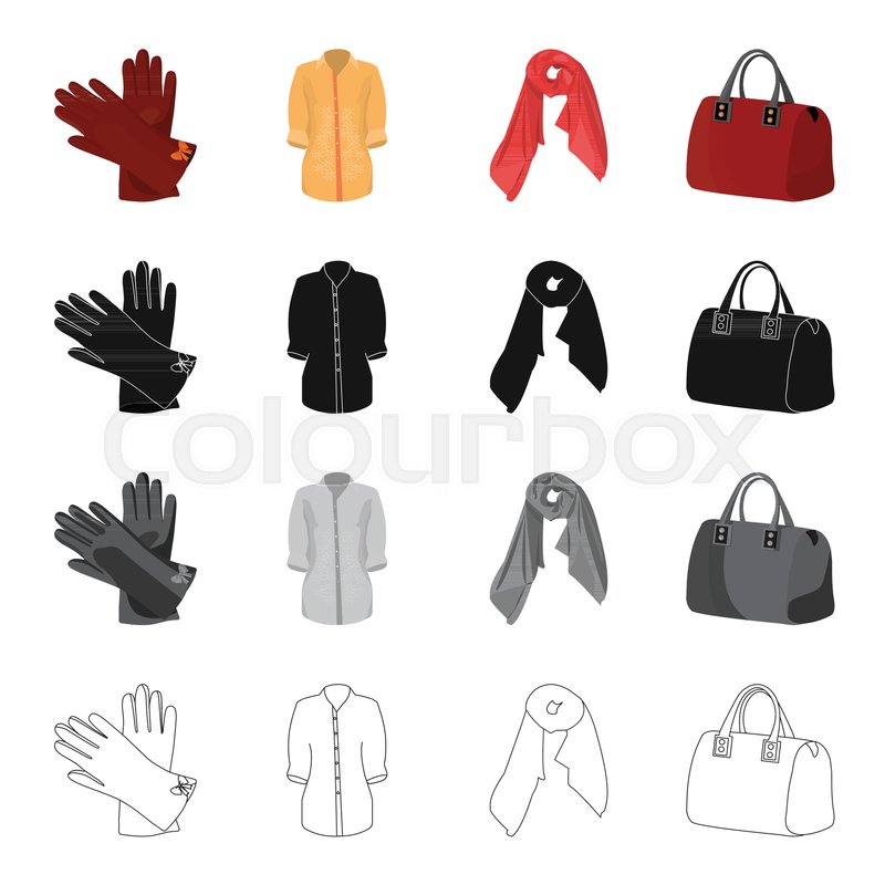 800x800 Women's Gloves, Fur Coat, Scarf, Stock Vector Colourbox