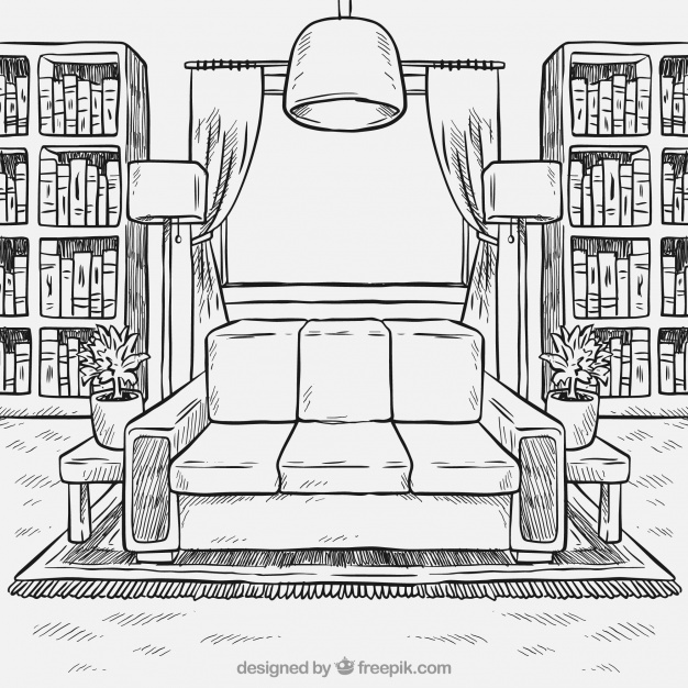 626x626 Hand Drawn Living Room Furniture Background Vector Free Download