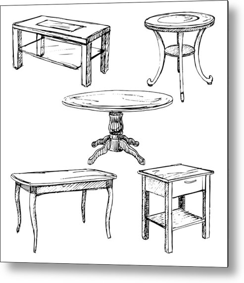 493x572 Sketch Set Isolated Furniture Different Tables Linear Black