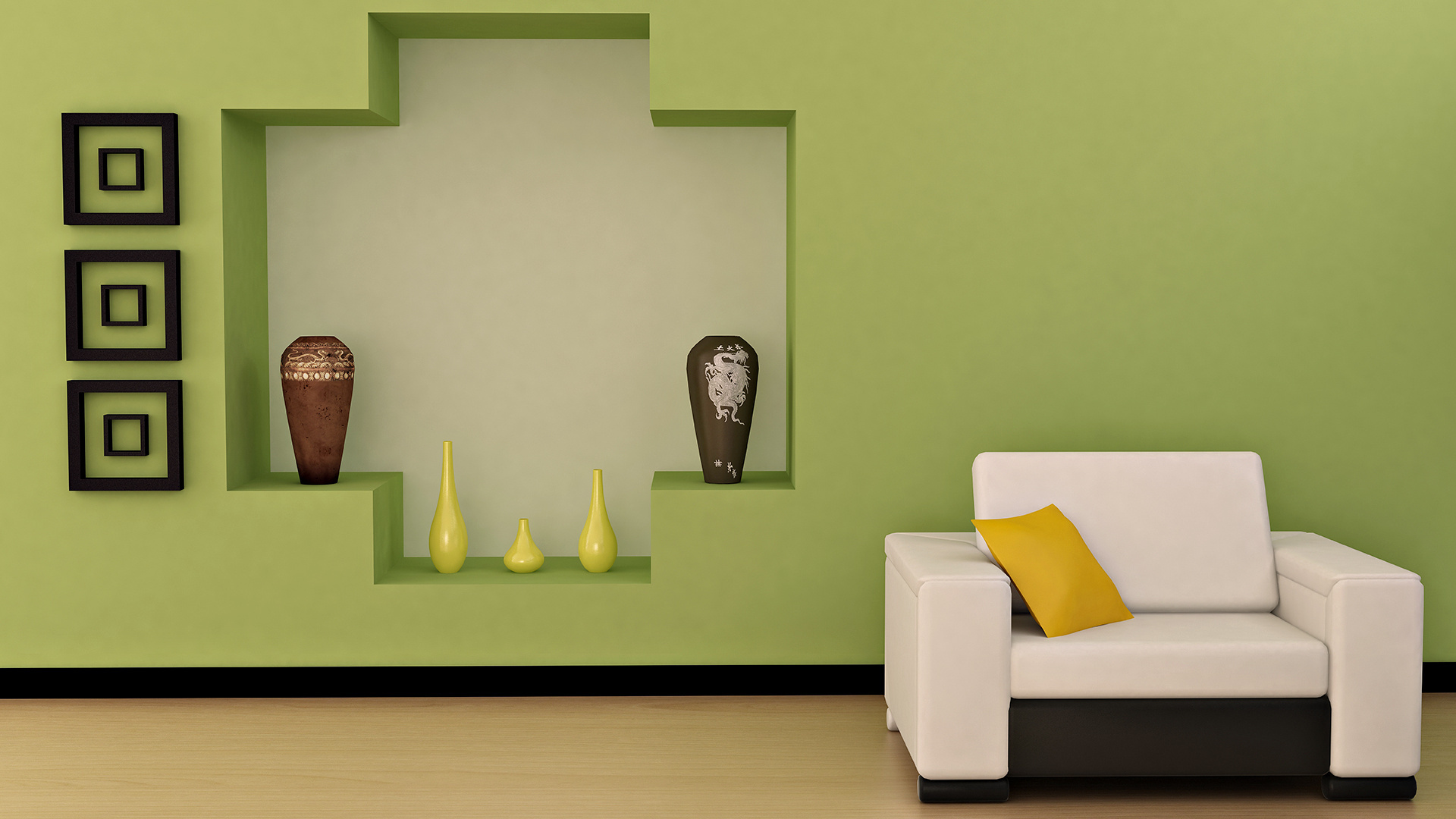 1920x1080 Design Furniture Silhouettes On Green Background Vector Free