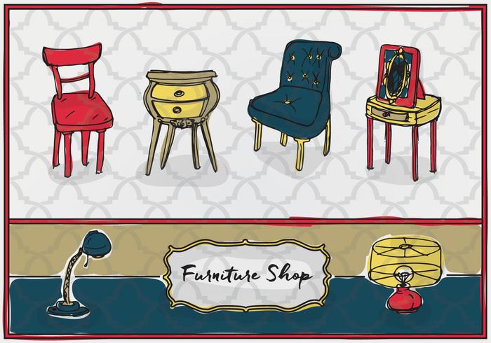 700x490 Free Hand Drawn Furniture Vector Background