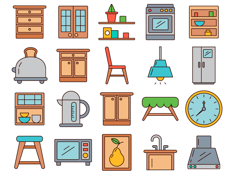 Kitchen Furniture And Equipment Vector Free Icon Set 800x600 Kitchen Furniture And Equipment Vector Free Icon Set