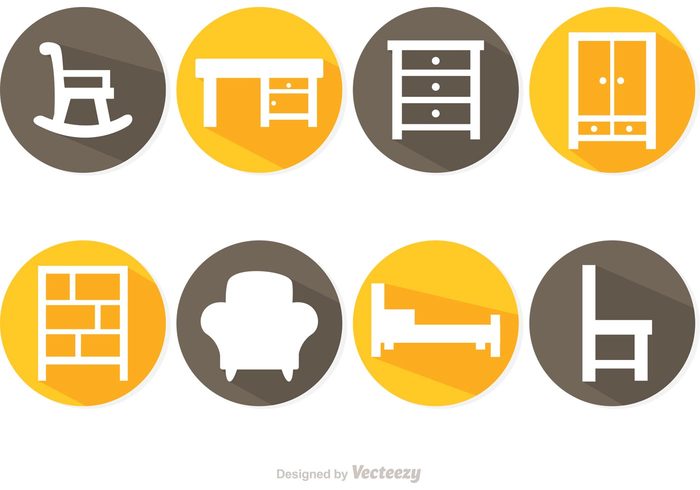 Long Shadow Furniture Vector Icons 700x490 Long Shadow Furniture Vector Icons