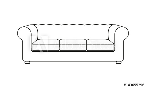 500x300 Sofa Line Icon Vintage Or Retro Sofa Furniture Icon Vector