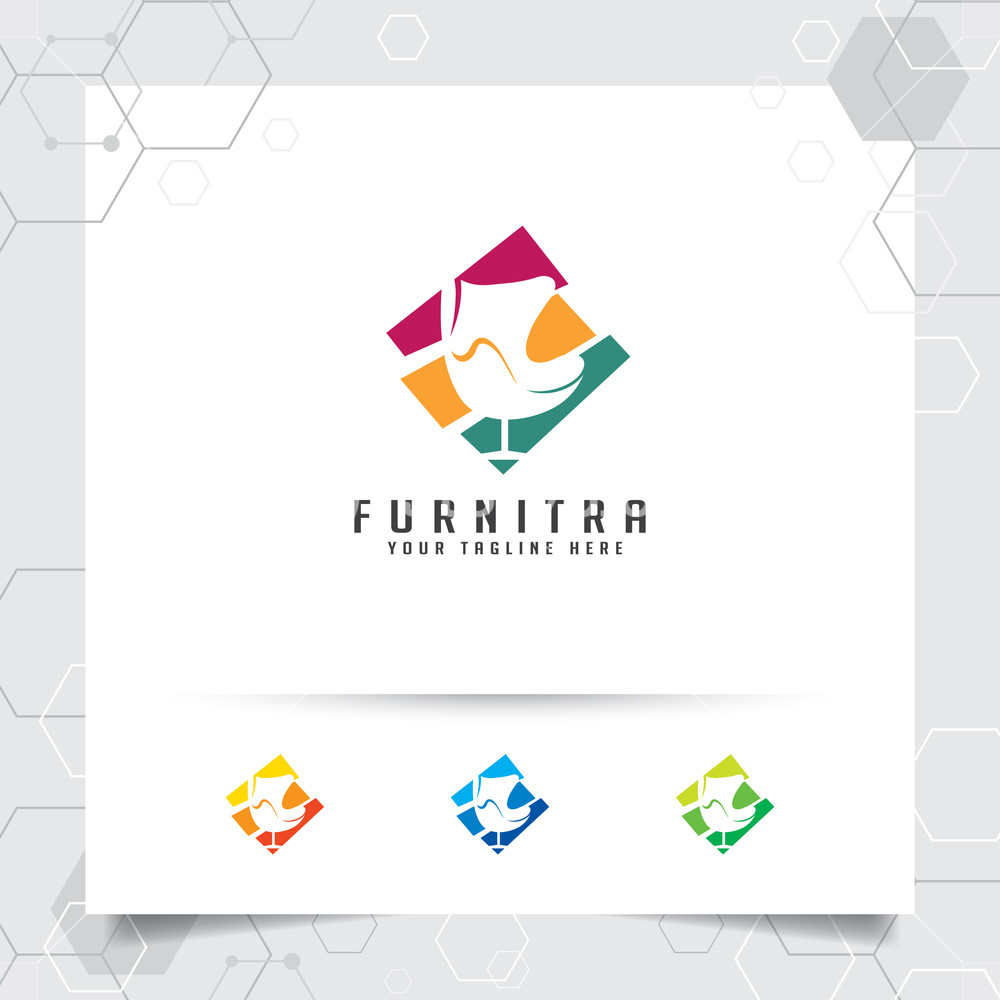 1000x1000 Furniture Logo Design Vector With A Negative Space Chair Sofa Icon