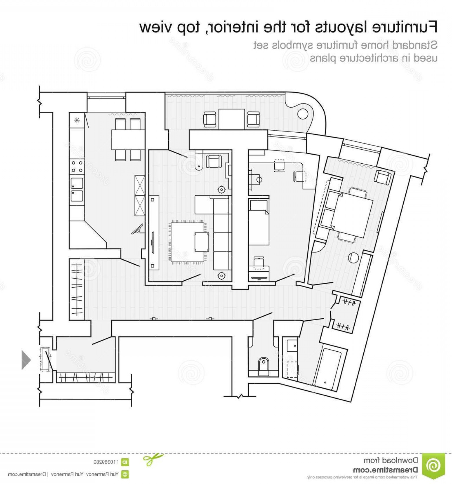 1560x1668 Floor Plan Top View Plans Standard Home Furniture Symbols Set Used