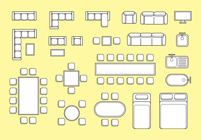 700x490 Floorplan Furniture Vector