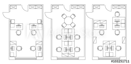 500x246 Standard Furniture Symbols Used In Architecture Plans Icons Set