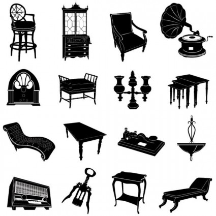 425x425 Antique Furniture Black And White Silhouette Vector For Free