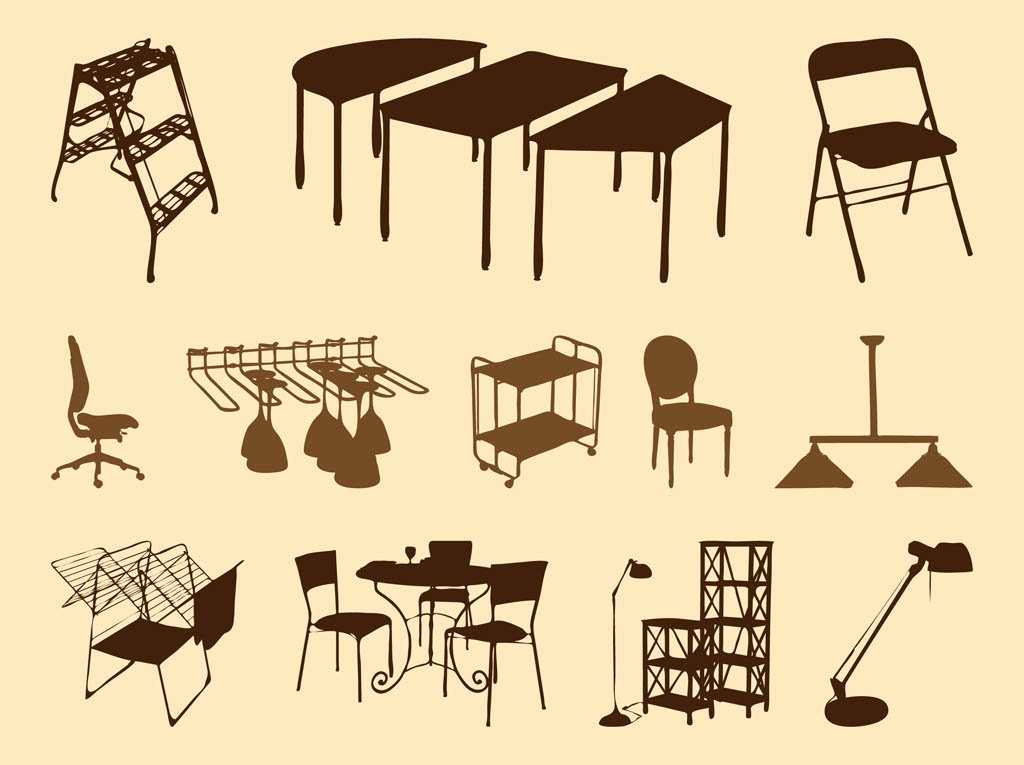 1024x765 Furniture Silhouettes Set Vector Art Graphics
