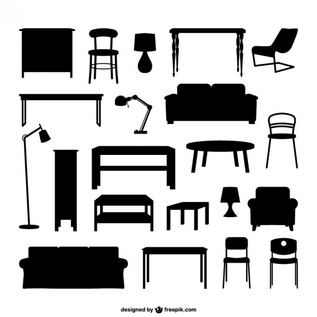 626x626 Furniture Silhouettes Vector Free Download