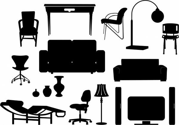 600x419 Modern Furniture Silhouettes Free Vector In Adobe Illustrator