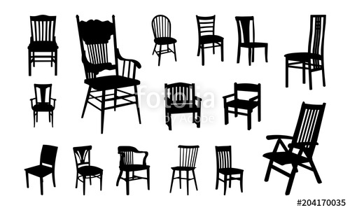 500x300 Set Of Wooden Chairs Silhouette Vector, Chair Silhouette