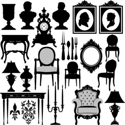425x424 Antique Furniture Black And White Silhouette Funniture Vintage
