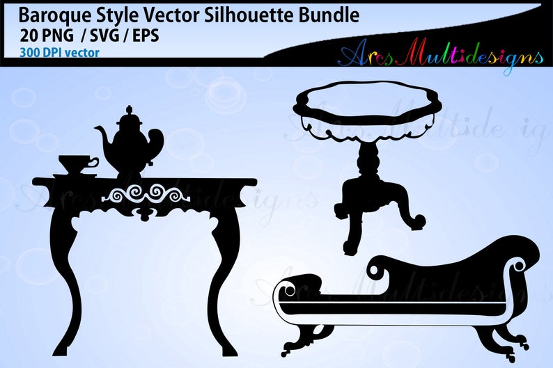 794x529 Baroque Elements And Objects Vector Silhouette Furniture Etsy