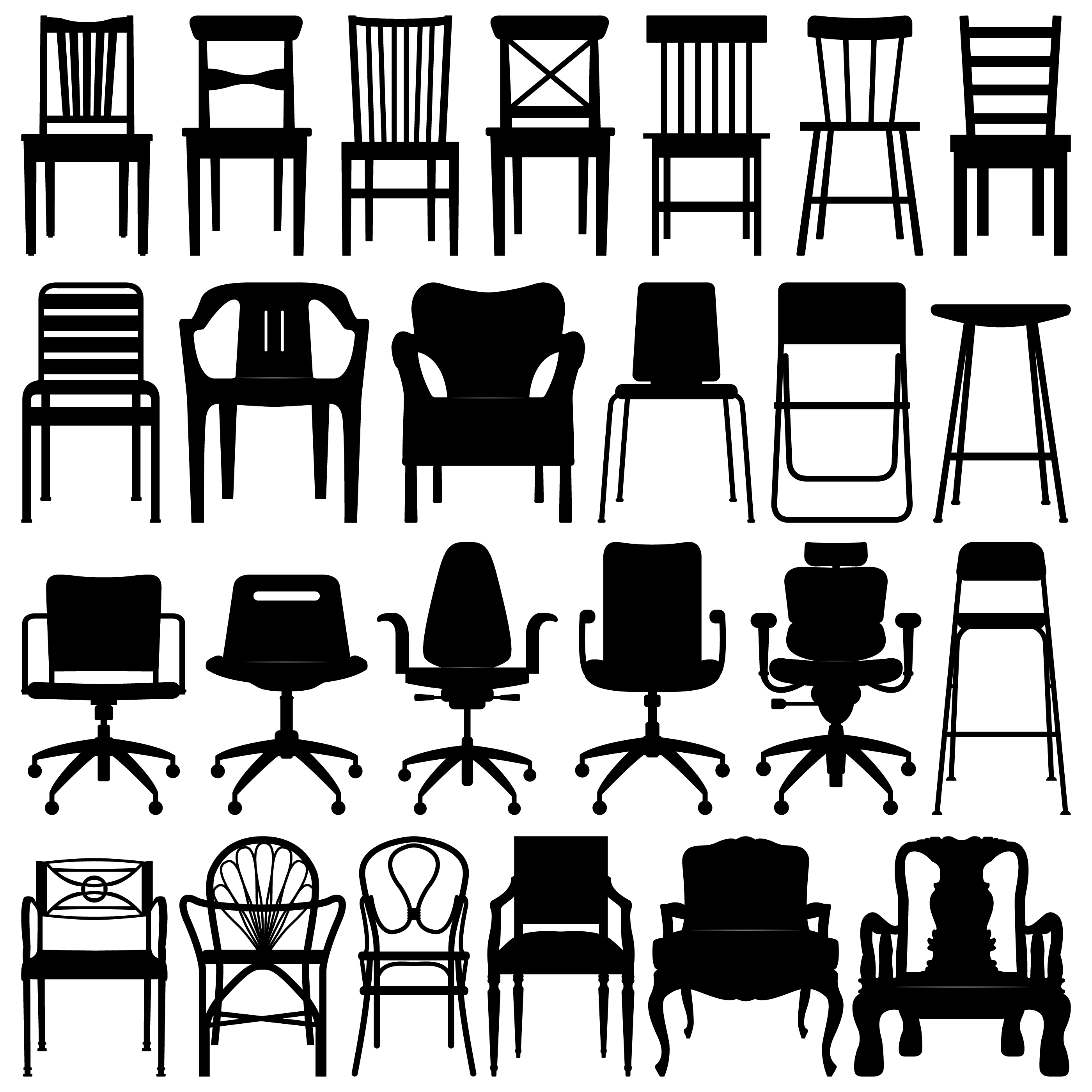 2800x2800 Chair Silhouette Free Vector Art