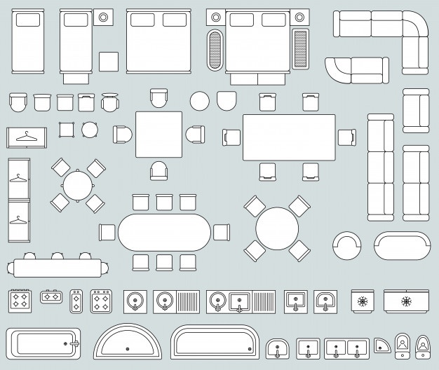 626x528 Furniture Icons In Top View Vector Free Download