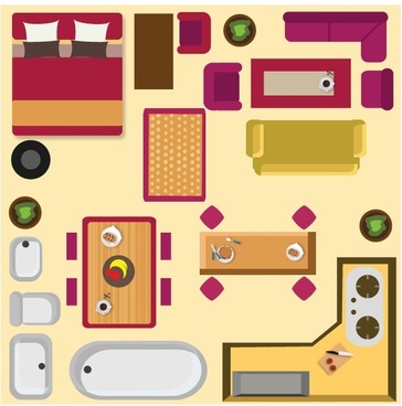 364x368 Home Furniture Top View Free Vector Download