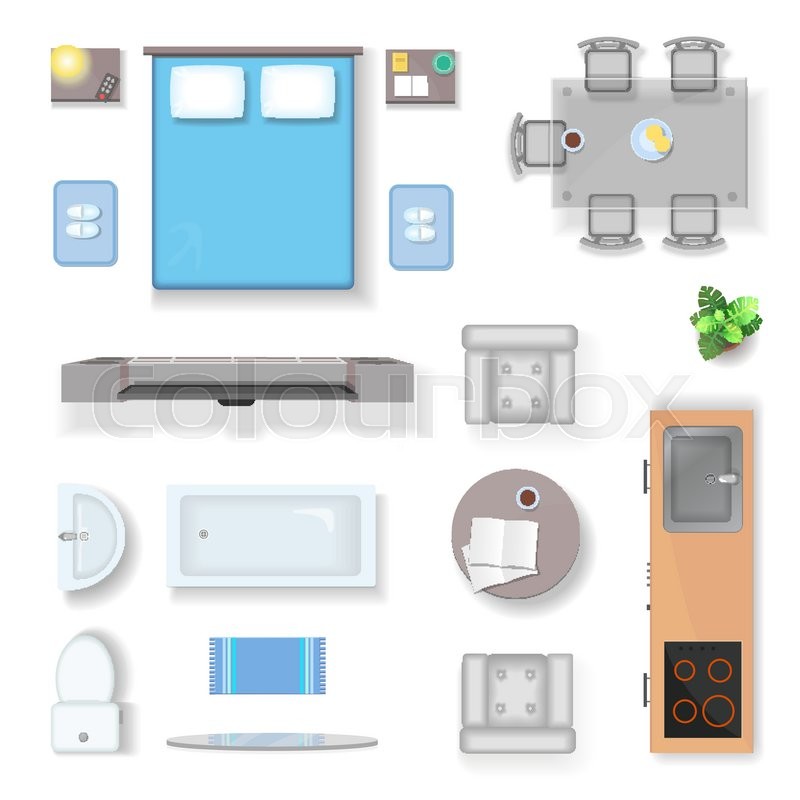 800x800 Apartment Top View, Living Room Stock Vector Colourbox