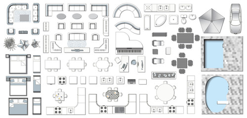 Furniture Top View Vector at Vectorified.com | Collection of Furniture ...