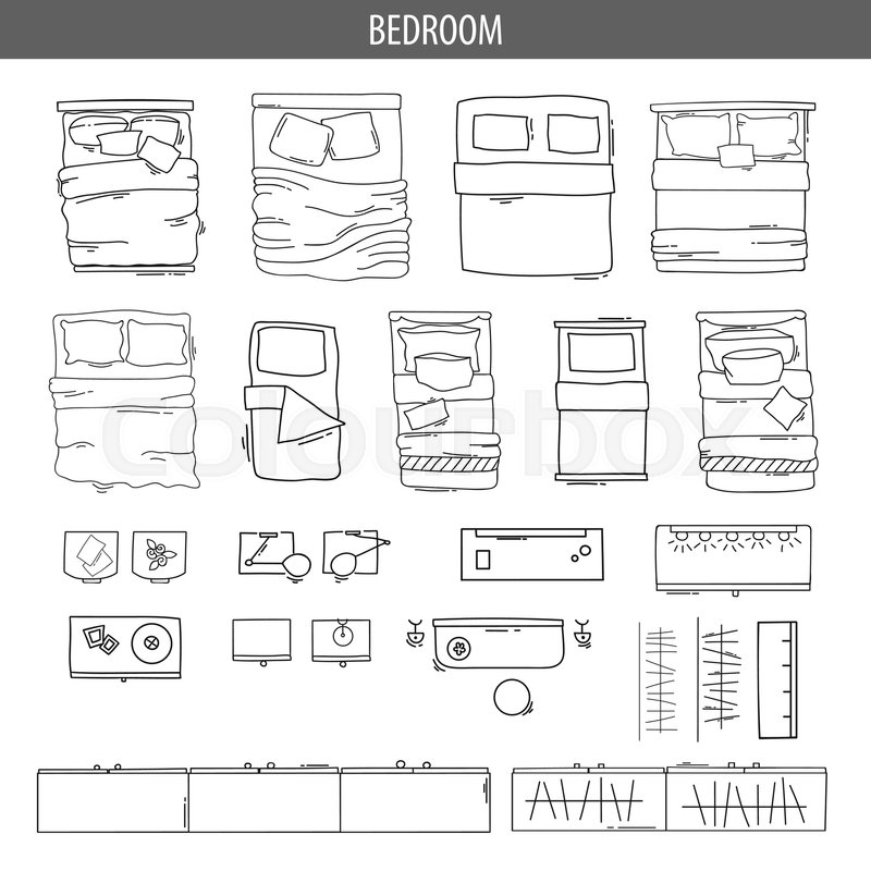 800x800 Set Of Linear Icons For Interior Top Stock Vector Colourbox