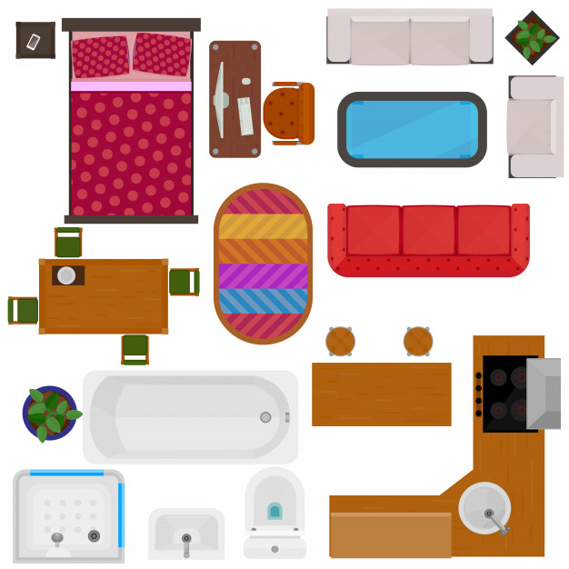 626x626 Top View Of Home Furniture Vector Free Download