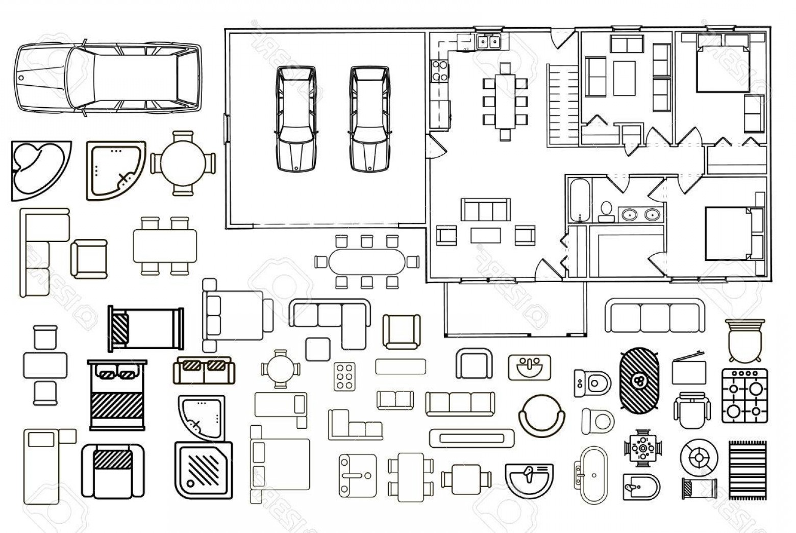 Furniture Top View Vector at Vectorified.com | Collection of Furniture ...