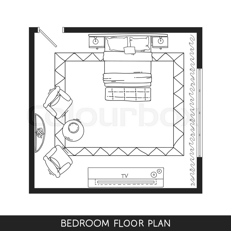 800x800 Bedroom With Hand Drawn Furniture In Stock Vector Colourbox