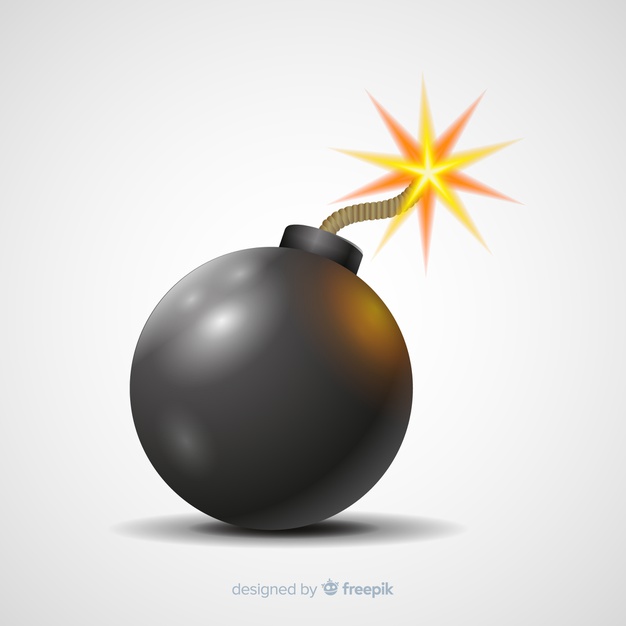 626x626 Realistic Rounded Bomb With Fuse Vector Free Download