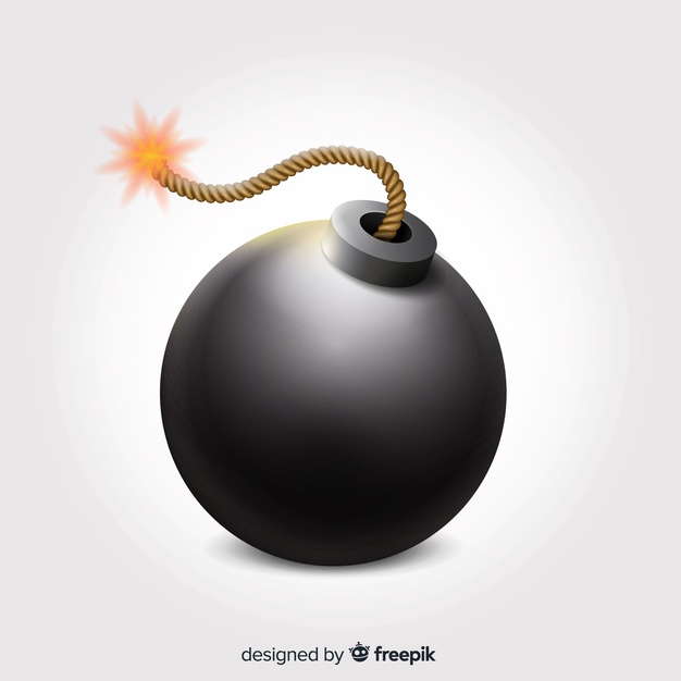 626x626 Round Realistic Bomb With Fuse Vector Free Download
