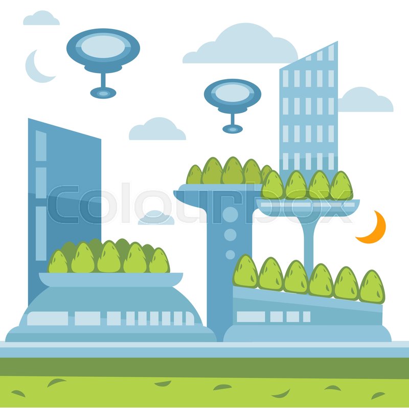 800x798 Future City Landscape Vector Modern Stock Vector Colourbox