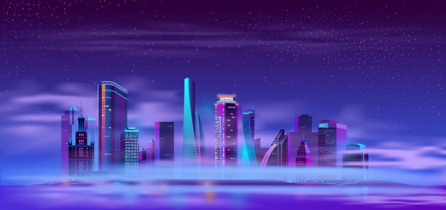 626x295 Future City On Artificial Island Cartoon Vector Free Download