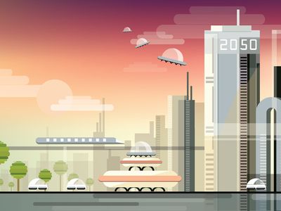 400x300 Futuristic Industrial Cityscape Illustration Vector Collector