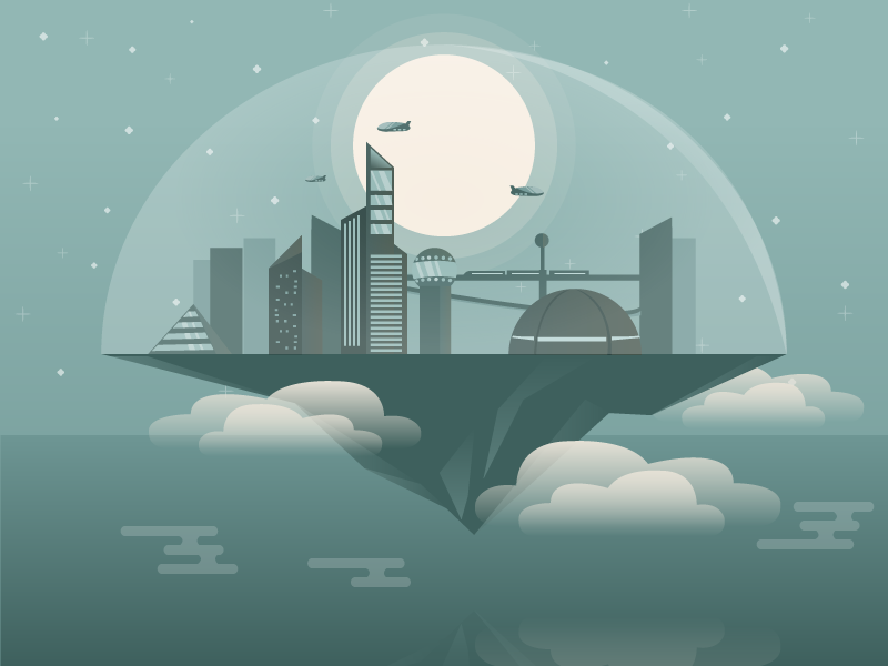 800x600 Futuristic Floating City Graphic Design In City Vector