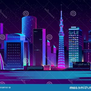 300x300 Night City Futuristic Landscape Vector Background Modern City