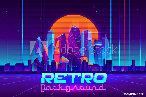 500x334 Retro Background In Neon Colors Cartoon Vector With Illuminated