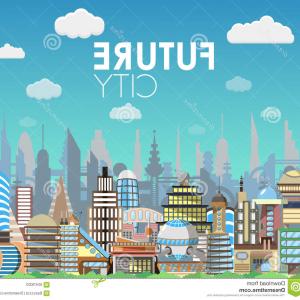 300x300 Stock Illustration Future City Landscape Cartoon Vector