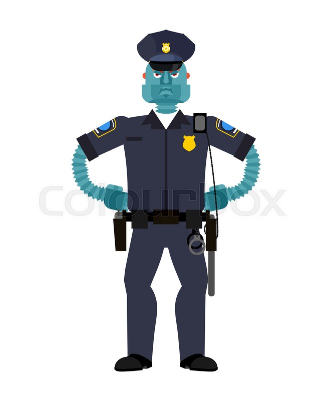 663x800 Robot Cop Policeman Cyborg Officer Stock Vector Colourbox