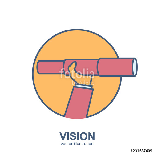 500x500 Vision Minimal Design Line Icon Businessman Looking In Telescope