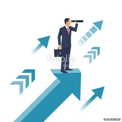 500x500 Businessman Standing On Arrow With Telescope In Hand Vision