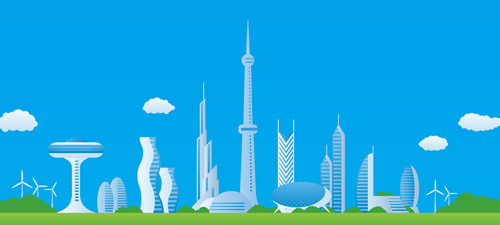 Modern City Futuristic Buildings And Transportation Vector Free 500x225 Modern City Futuristic Buildings And Transportation Vector Free