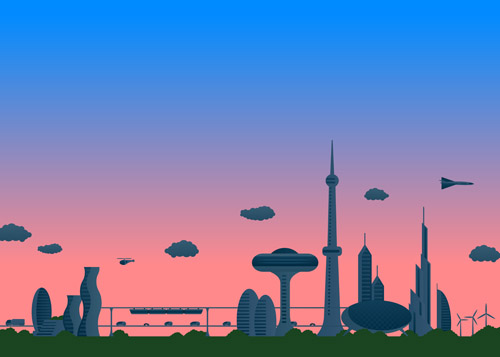 Modern City Futuristic Buildings And Transportation Vector Free 500x357 Modern City Futuristic Buildings And Transportation Vector Free