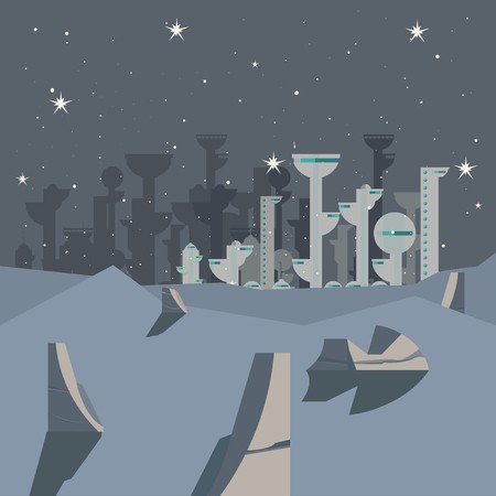 Futuristic City Outer Galaxy Exploration Vector Illustration 450x450 Futuristic City Outer Galaxy Exploration Vector Illustration