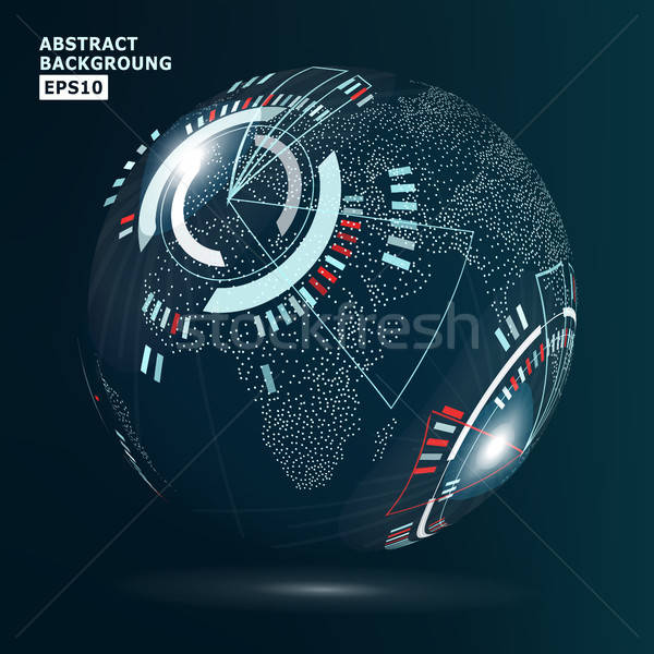 600x600 Futuristic Globalization Interface Vector Illustration