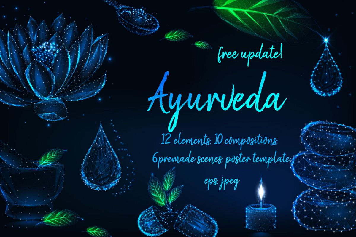 Ayurveda Futuristic Vector Set 1200x800 Ayurveda Futuristic Vector Set